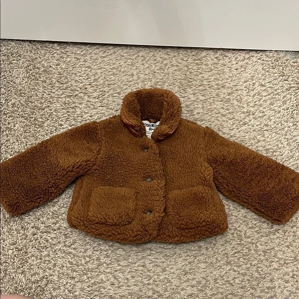 OshKosh Brown Sherpa Button Down Jacket - Size 18 months